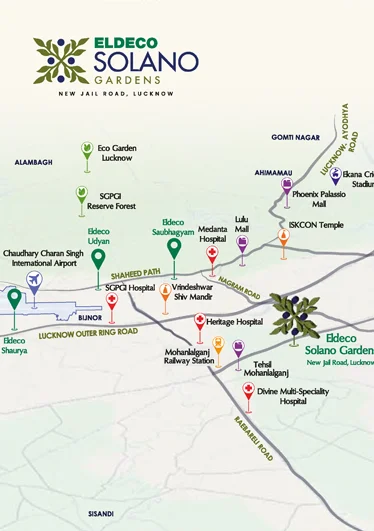 Eldeco Solano Gardens Lucknow Connectivity Map